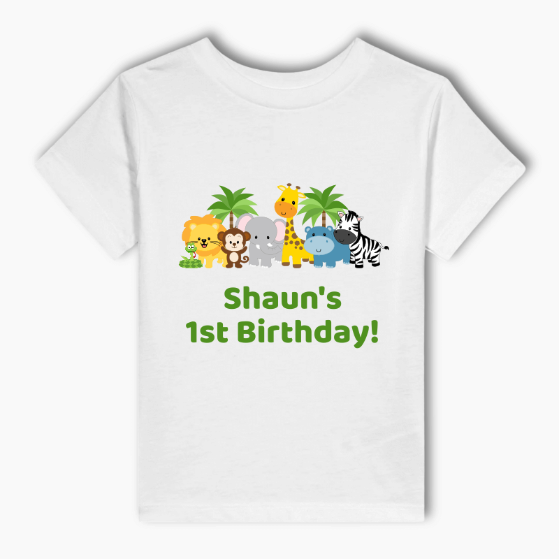 Personalised Jungle Animals Party Kids T-Shirt
