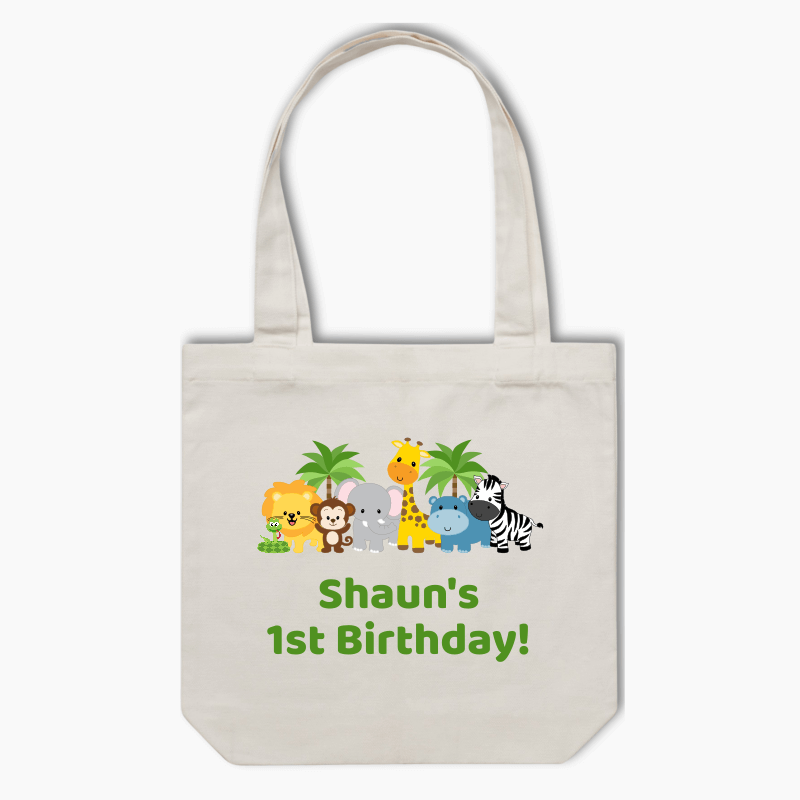 Personalised Jungle Animals Party Tote Bag