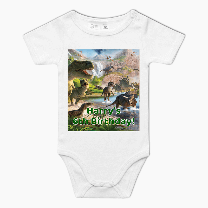 Personalised Jurassic Dinosaur Baby One-Piece Romper