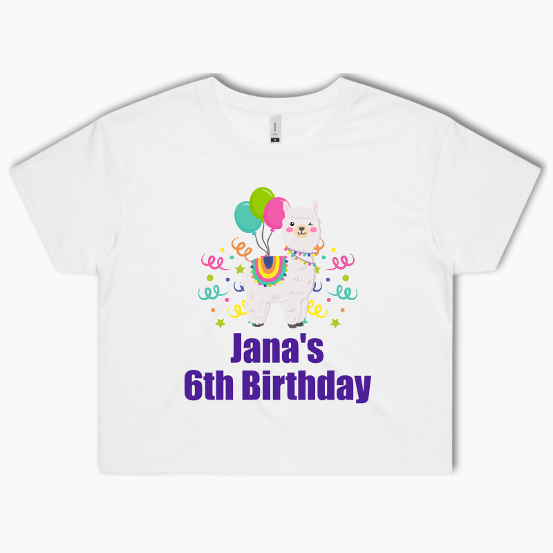 Personalised Llama Party Crop Shirt