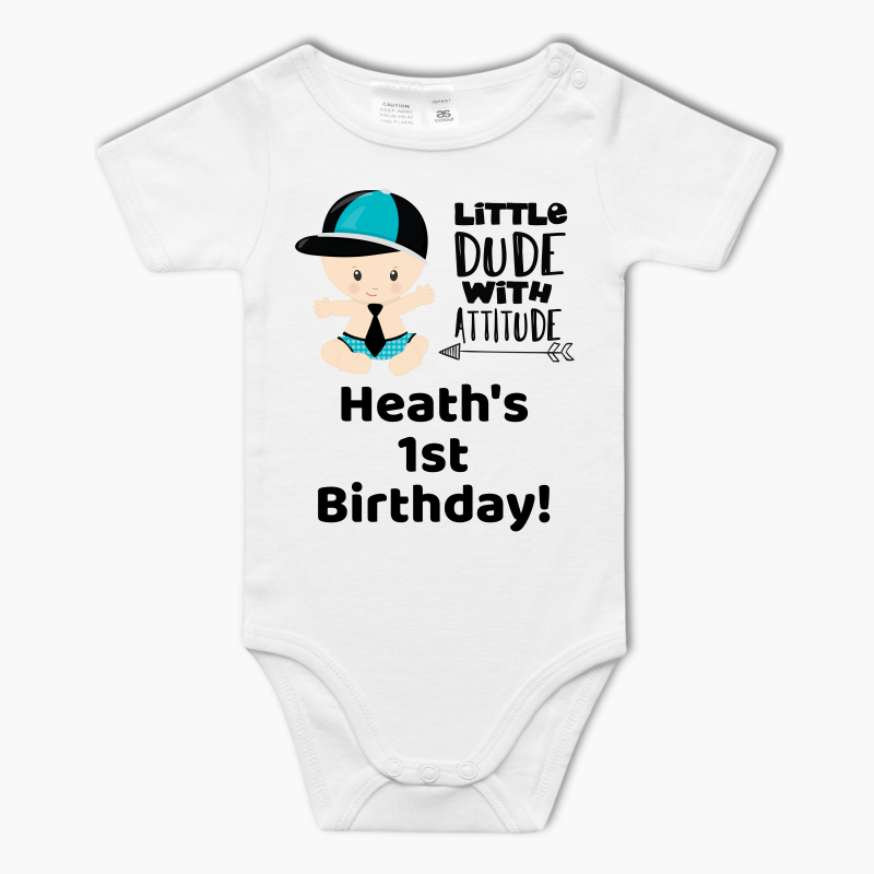 Personalised Little Dude with Attitude Baby One-Piece Romper