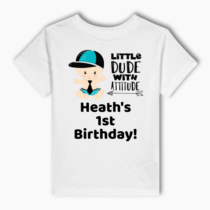 Personalised Little Dude with Attitude Party Adults T-Shirt