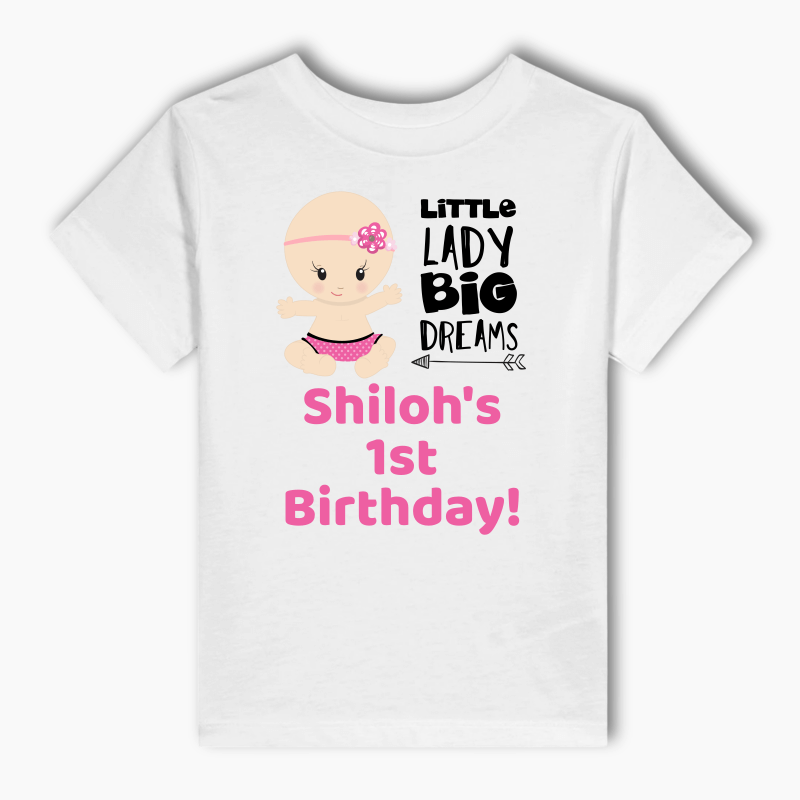 Personalised Little Lady Big Dreams Party Adults T-Shirt