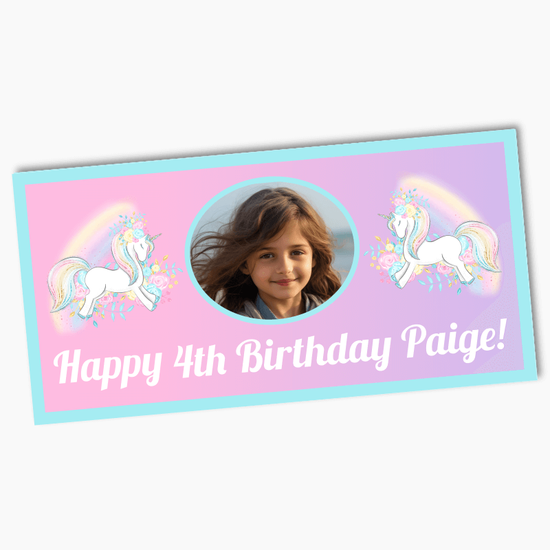 Personalised Magical Unicorn Party Banners with Photo