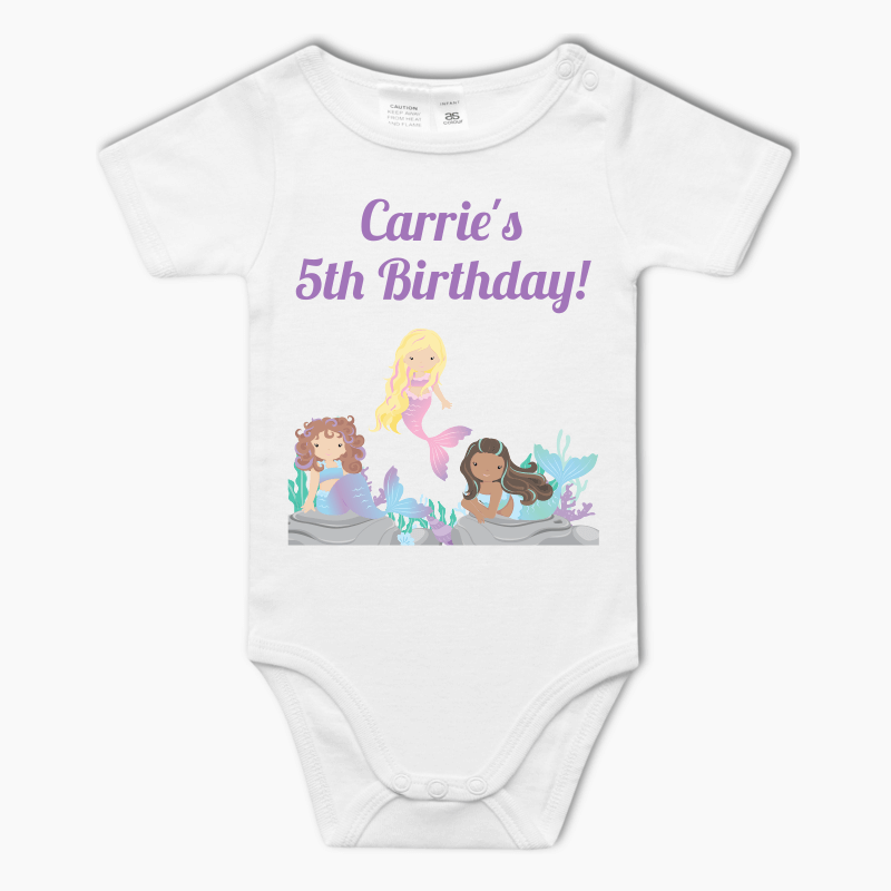 Personalised Mermaids Baby One-Piece Romper