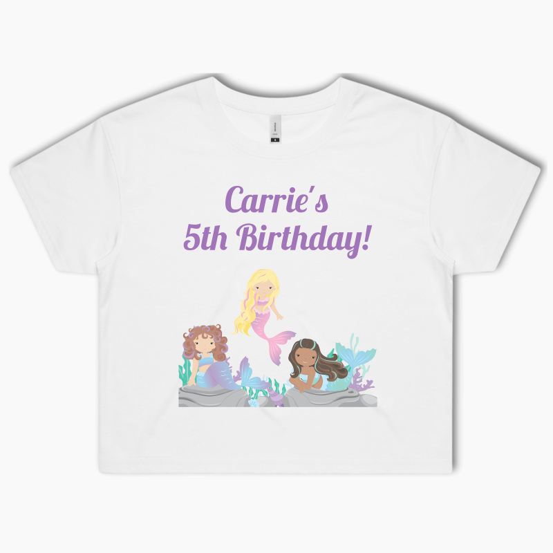 Personalised Mermaids Party Crop Shirt