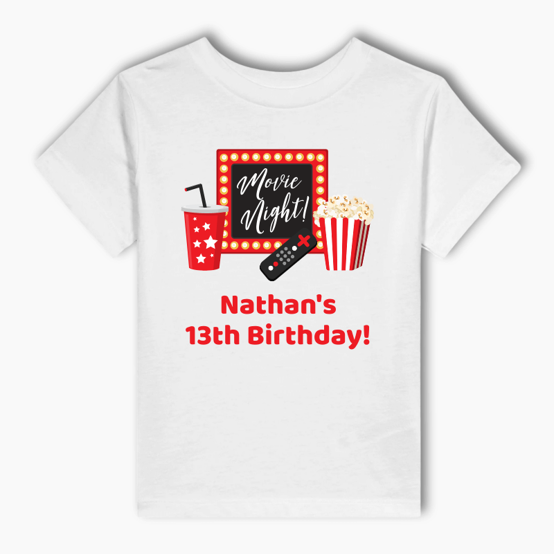 Personalised Movie Night Party Kids T-Shirt