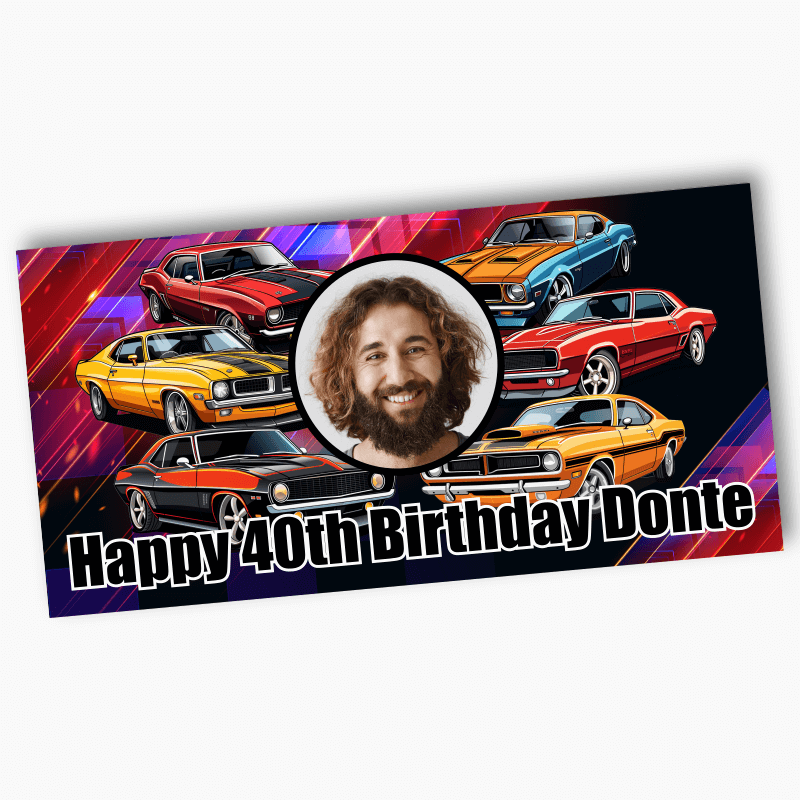 Personalised Muscle Cars Party Banners with Photo