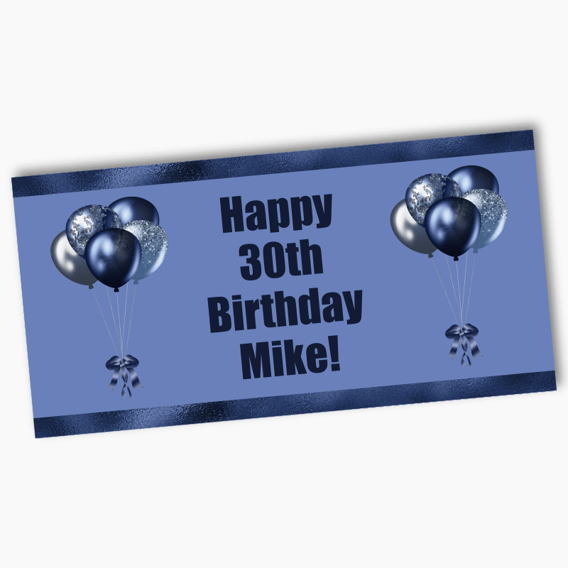 Personalised Navy Blue Balloons Party Banners