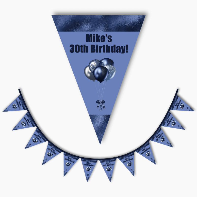 Personalised Navy Blue Balloons Party Flag Bunting