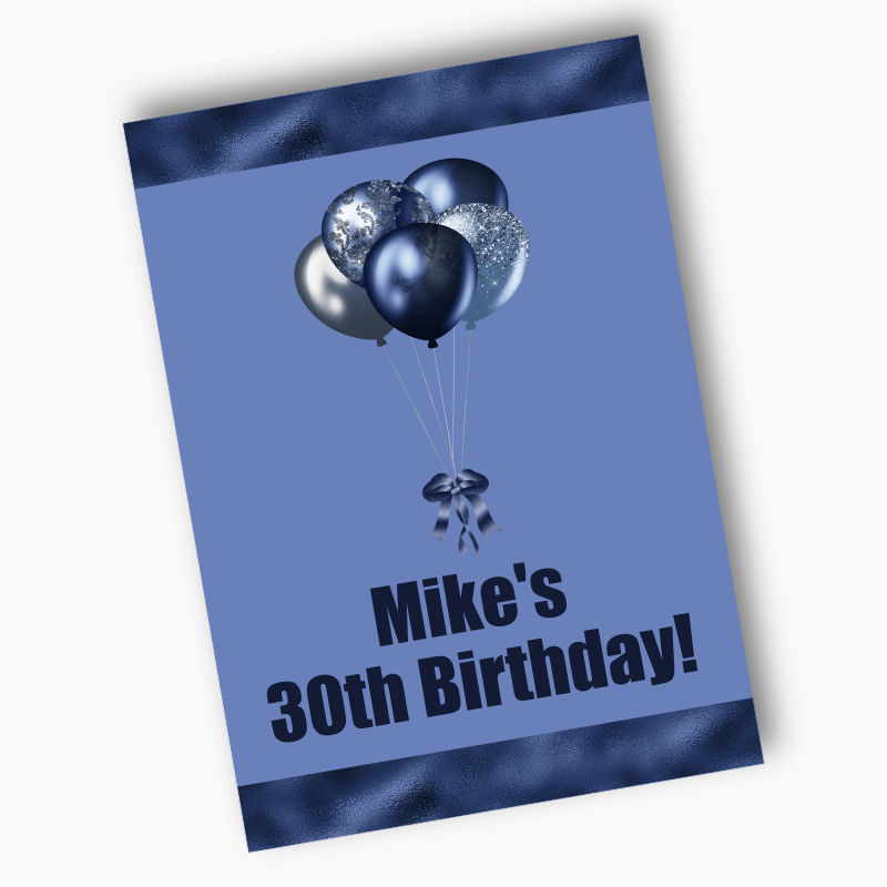 Personalised Navy Blue Balloons Birthday Party Posters