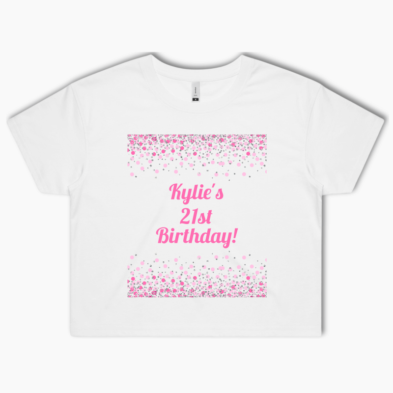 Personalised Pink Confetti Party Crop Shirt