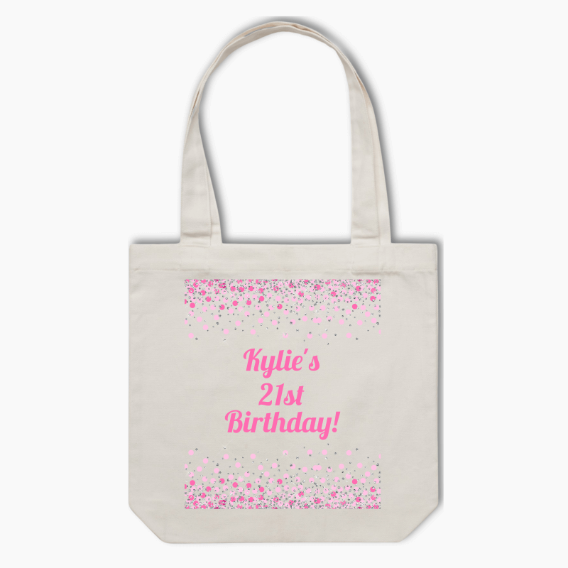 Personalised Pink Confetti Party Tote Bag