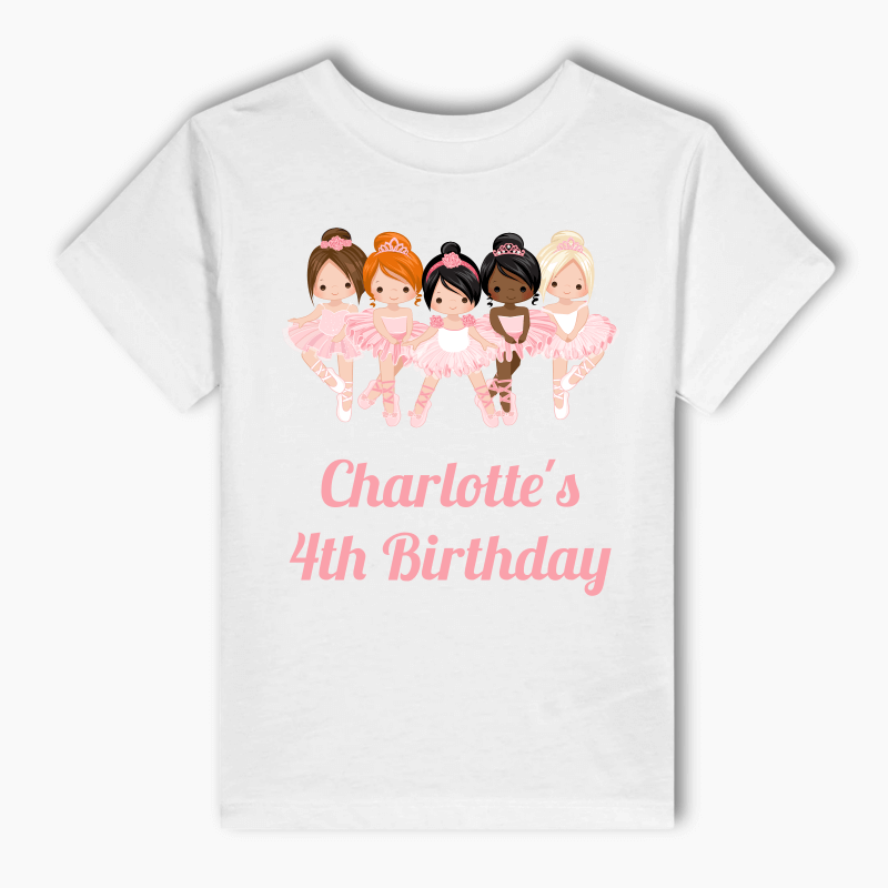 Personalised Pink &amp; Gold Ballerinas Party Adults T-Shirt