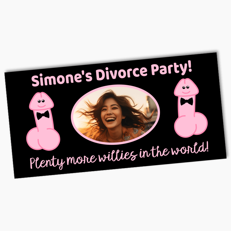 Personalised Plenty More Willies Divorce Party Banners with Photo