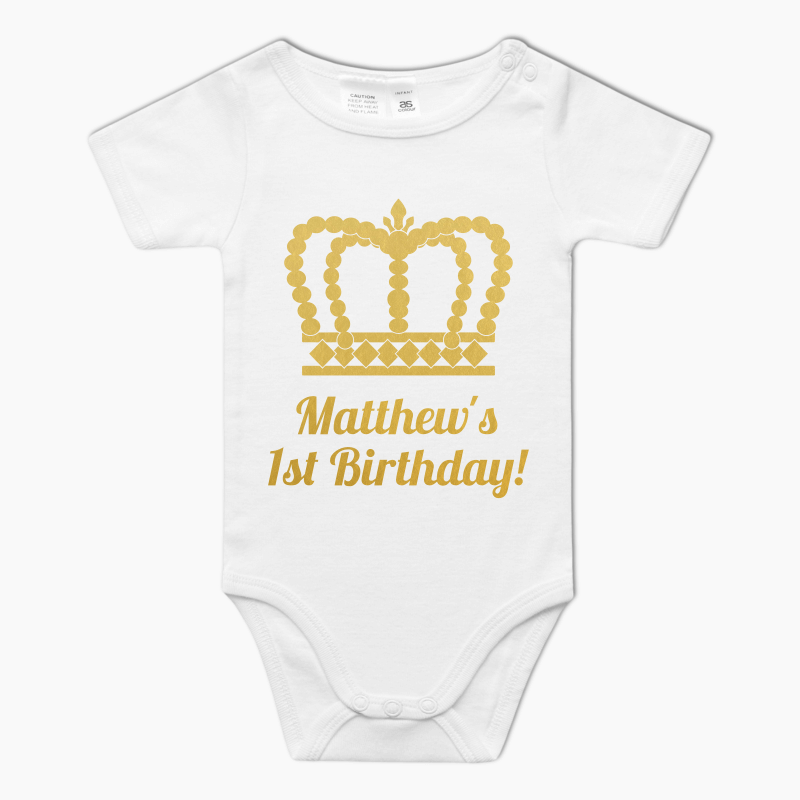 Personalised Prince Crowns Baby One-Piece Romper