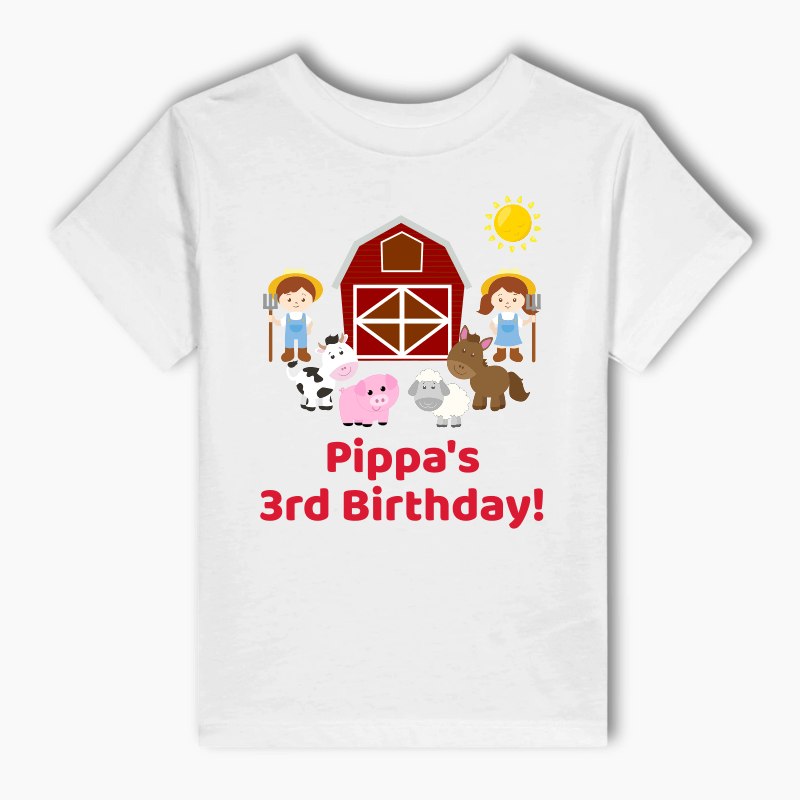 Personalised Barnyard Farm Animals Party Kids T-Shirt