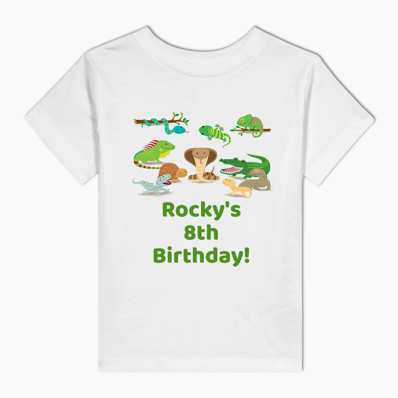 Personalised Reptiles Party T-Shirt