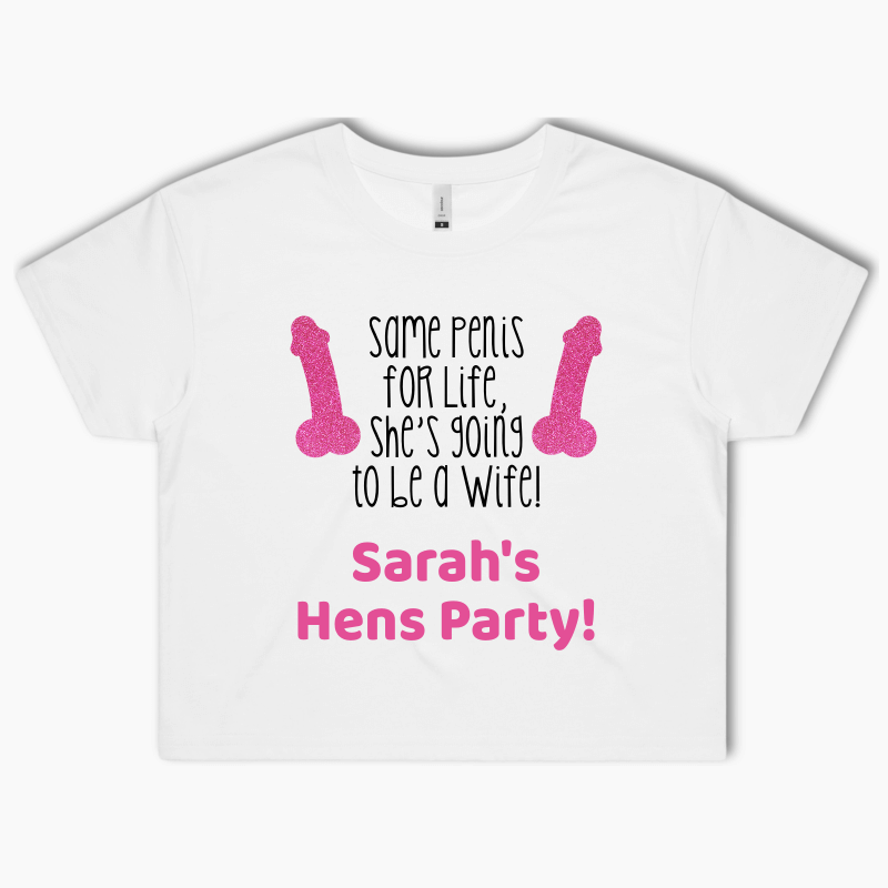 Personalised Same Penis for Life Hens Party Crop Shirt