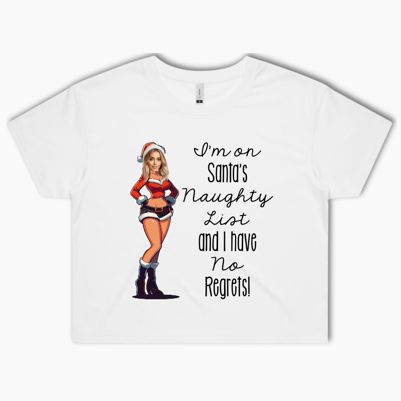 Personalised &#39;Santas Naughty List&#39; Christmas Crop Top