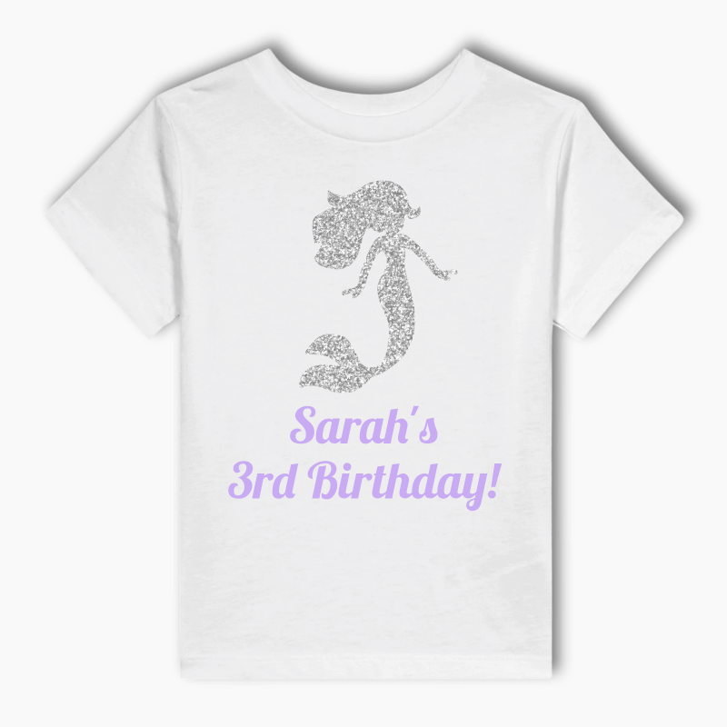 Personalised Silver Mermaid Party Kids T-Shirt