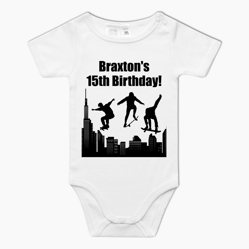 Personalised Skateboard Baby One-Piece Romper