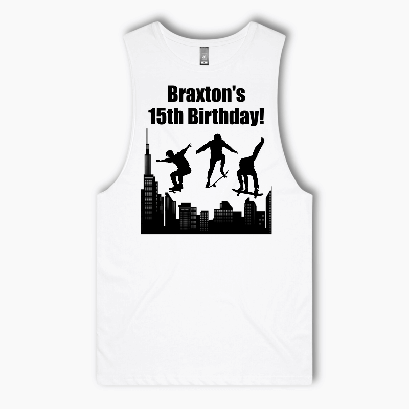 Personalised Skateboard Party Tank Singlet