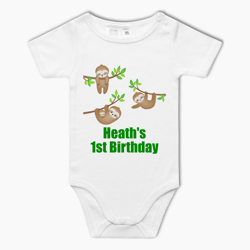 Personalised Sloth Baby One-Piece Romper