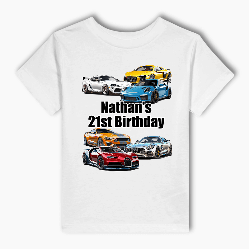 Personalised Sports Car Birthday Party Kids T-Shirt