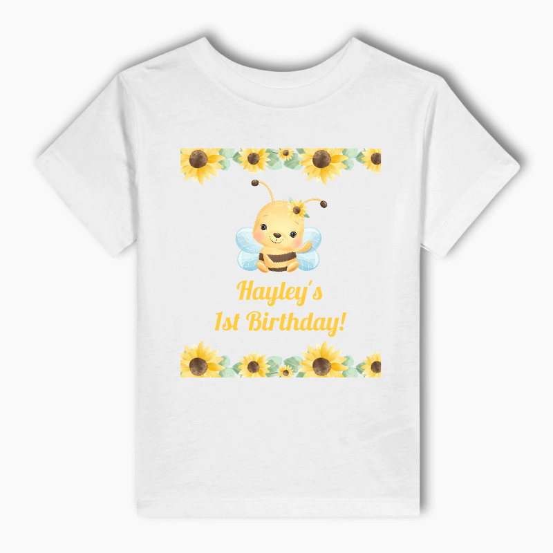 Personalised Sunflower &amp; Honey Bee Party Adults T-Shirt