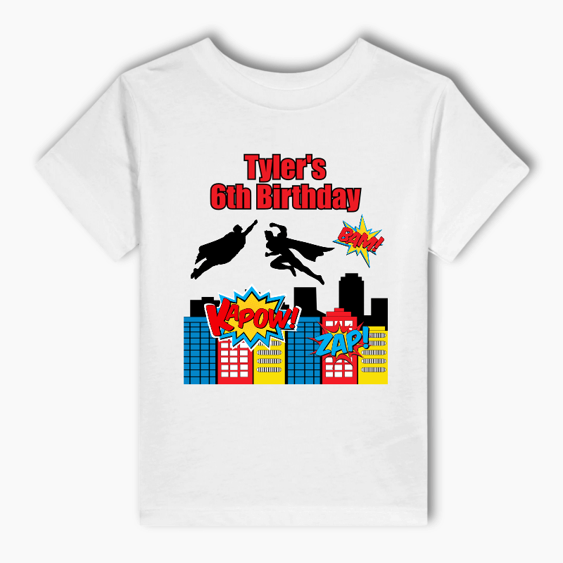 Personalised Superheroes Party Kids T-Shirt