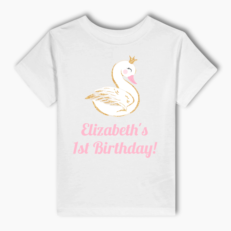 Personalised Pink &amp; Gold Swan Party Adults T-Shirt