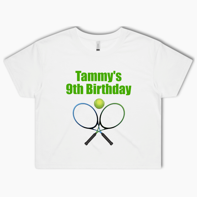 Personalised Tennis Party Crop Shirt