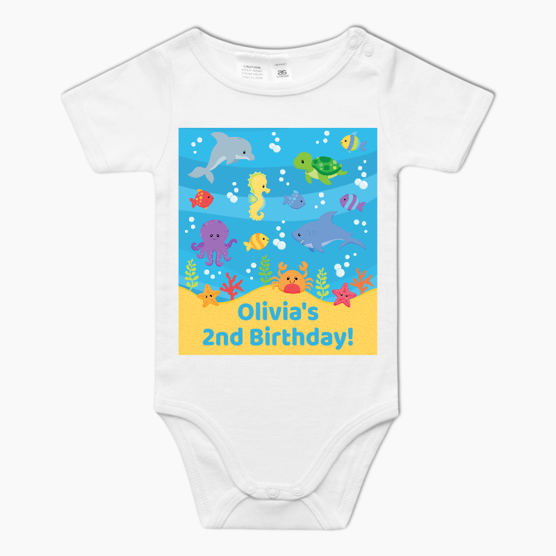 Personalised Under the Sea Party Baby One-Piece Romper