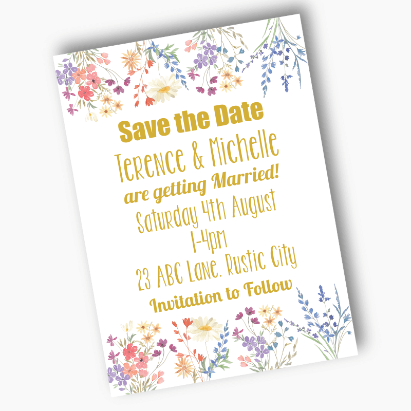 Personalised Wildflowers Wedding Save the Date Cards