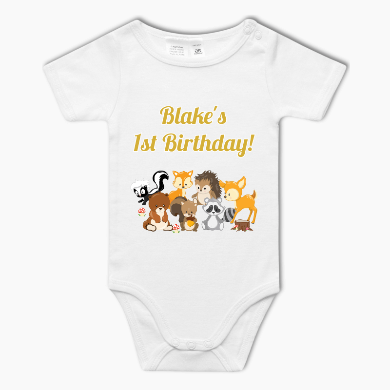 Personalised Woodland Animals Baby One-Piece Romper