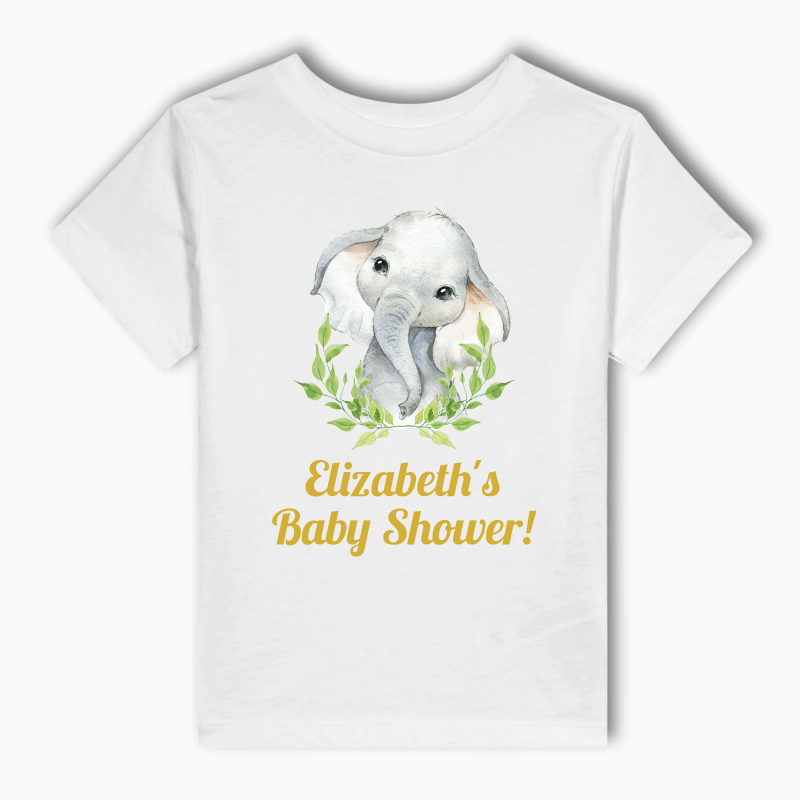 Personalised African Elephant Kids T-Shirt - Gold Neutral