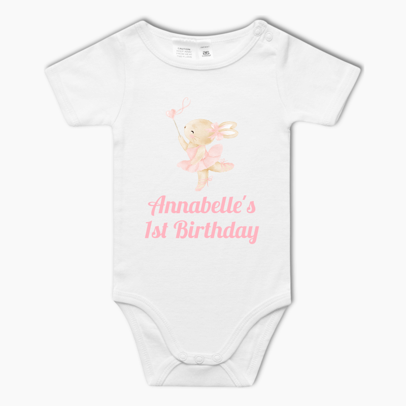 Personalised Ballet Bunny Baby One-Piece Romper