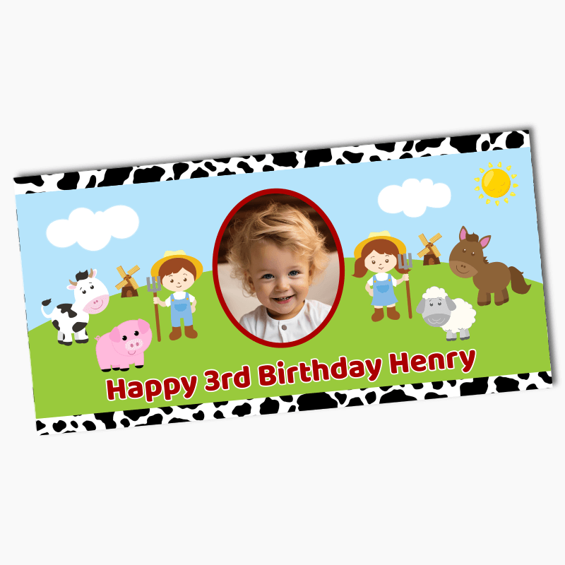 Cowprint Barnyard Farm Animals Party Banners with Photo