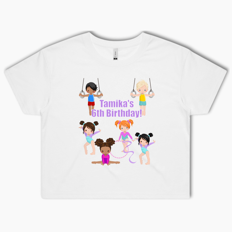 Personalised Gymnastics Party Crop Shirt