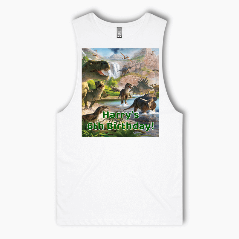 Personalised Jurassic Dinosaur Party Tank Singlet