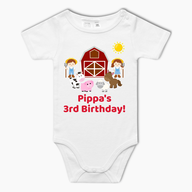 Personalised Barnyard Farm Animals Baby One-Piece Romper