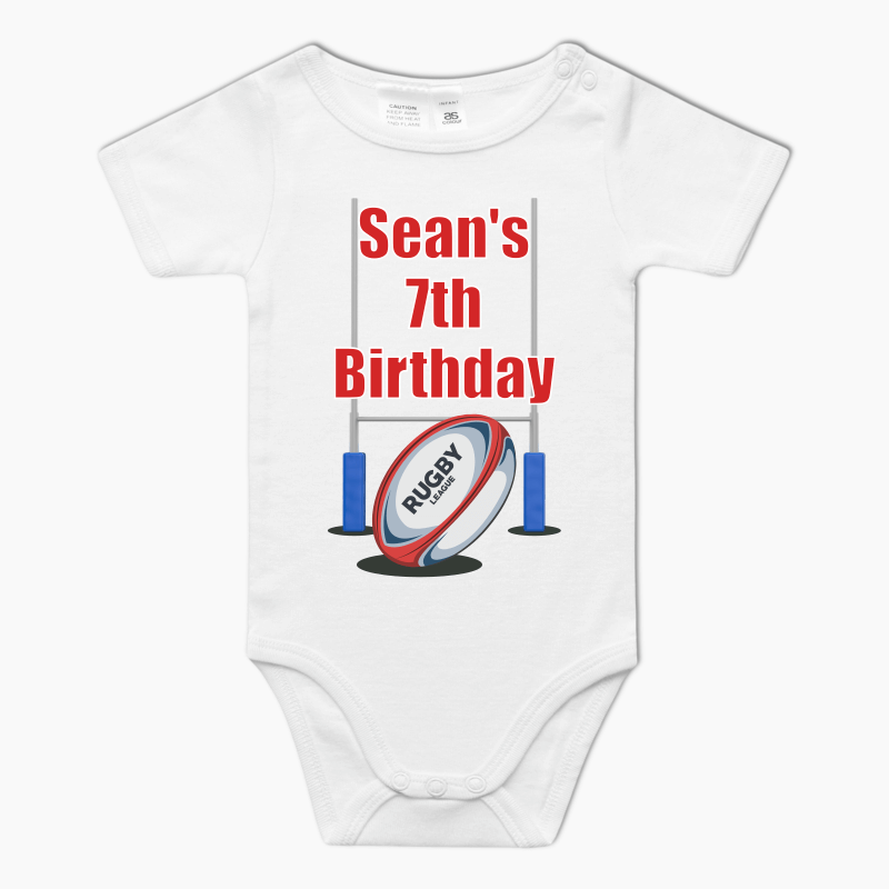 Personalised Rugby League Party Baby One-Piece Romper
