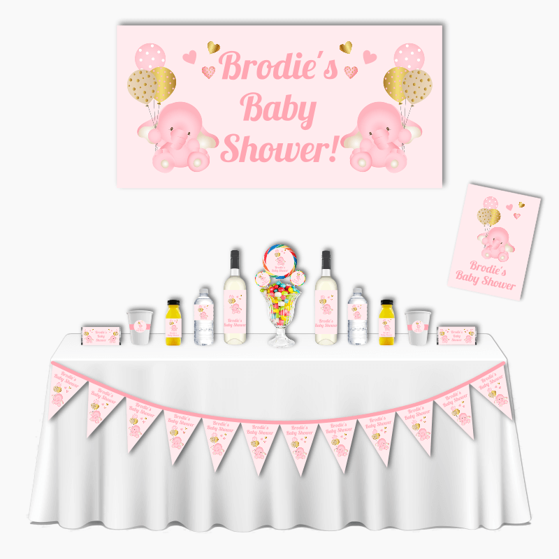 Pink and gold elephant best sale baby shower