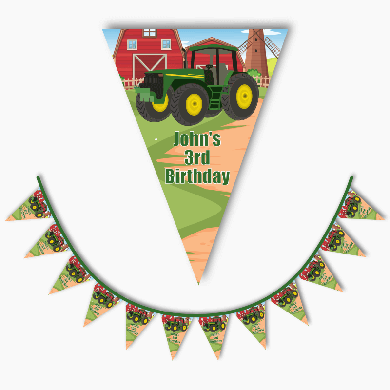 Personalised John Deere Tractor Party Flag Bunting