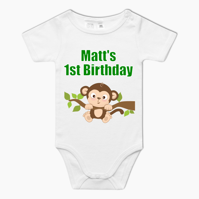 Personalised Monkey Party Baby One-Piece Romper
