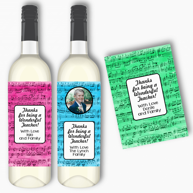 Musical Notes Choir Teachers Gift Wine Labels