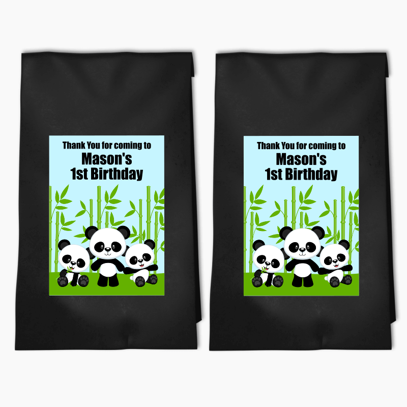 Personalised Panda Birthday Party Bags & Labels