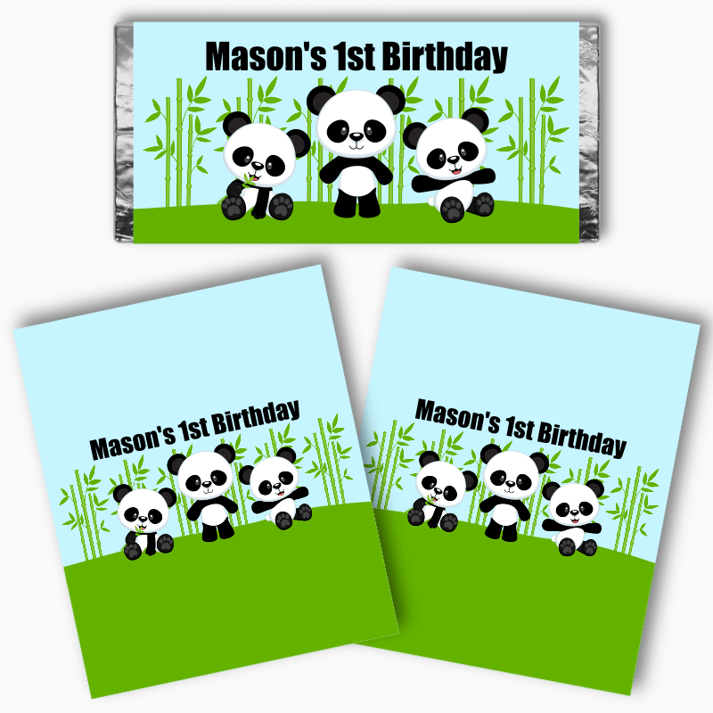Personalised Panda Party Mini Chocolate Labels