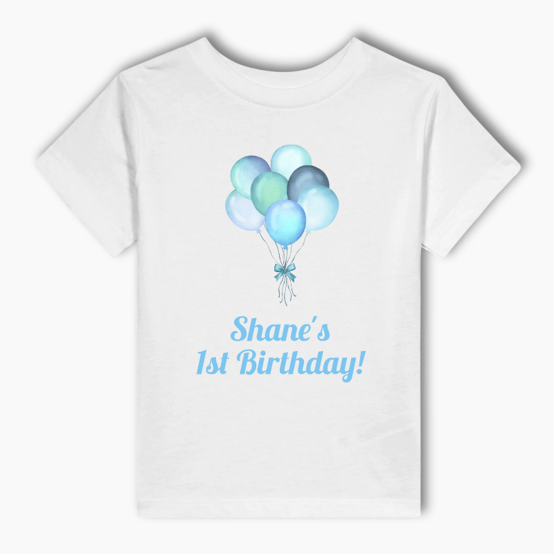 Personalised Pastel Blue Balloons Party Kids T-Shirt
